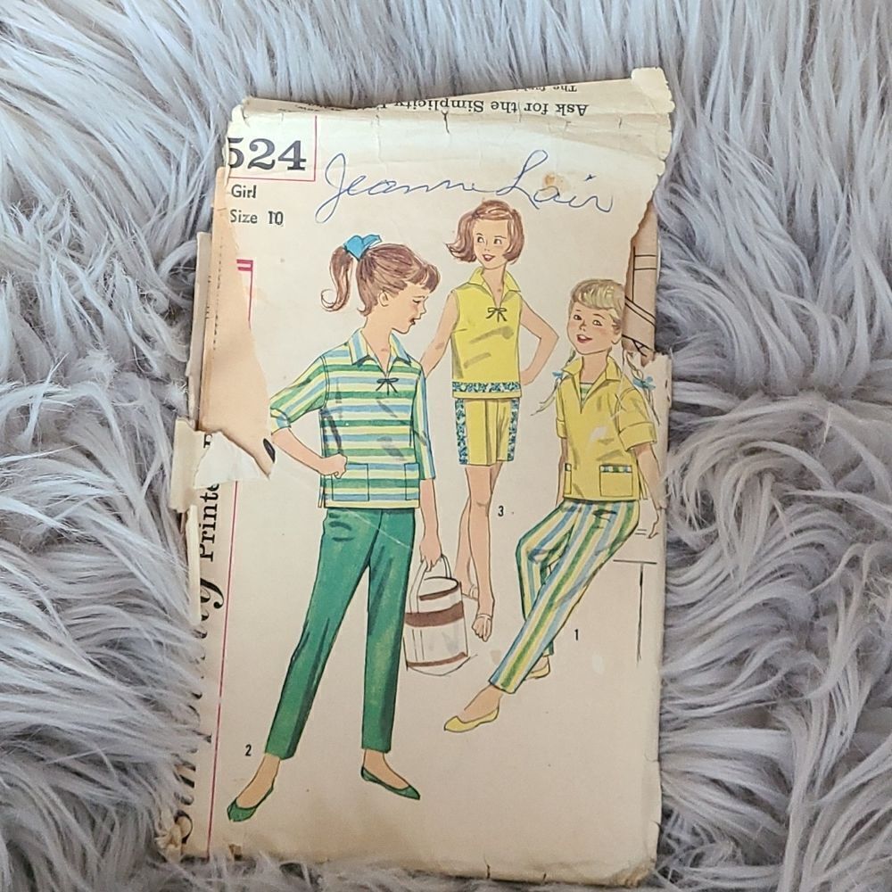 3/$15 vintage 1960 Girls Top Pants Simplicity Sewing Pattern sz 10 